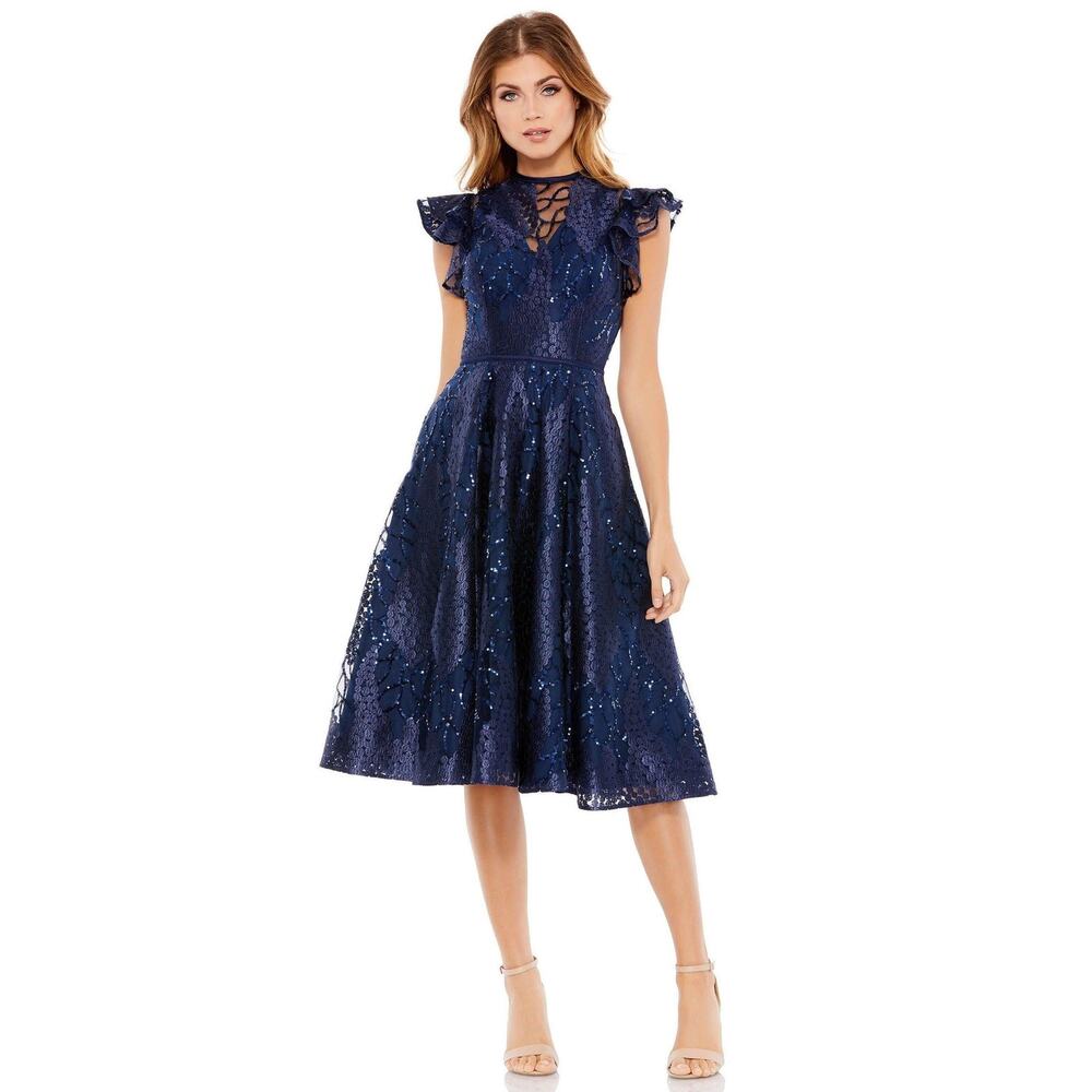 Mac Duggal Sequins Embellished Flutter Sleeve Coc… - image 1